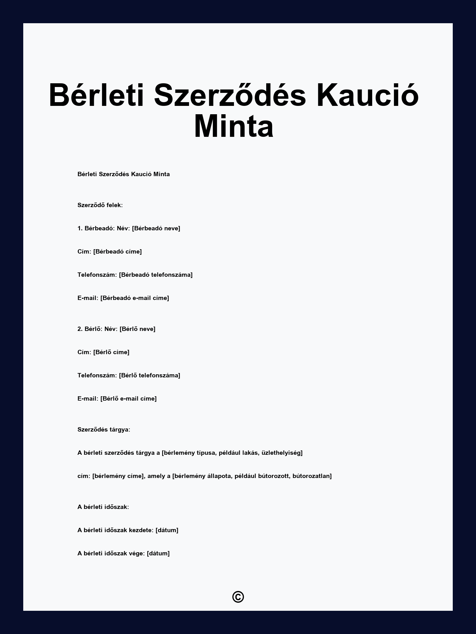 Bérleti Szerződés Kaució Minta
