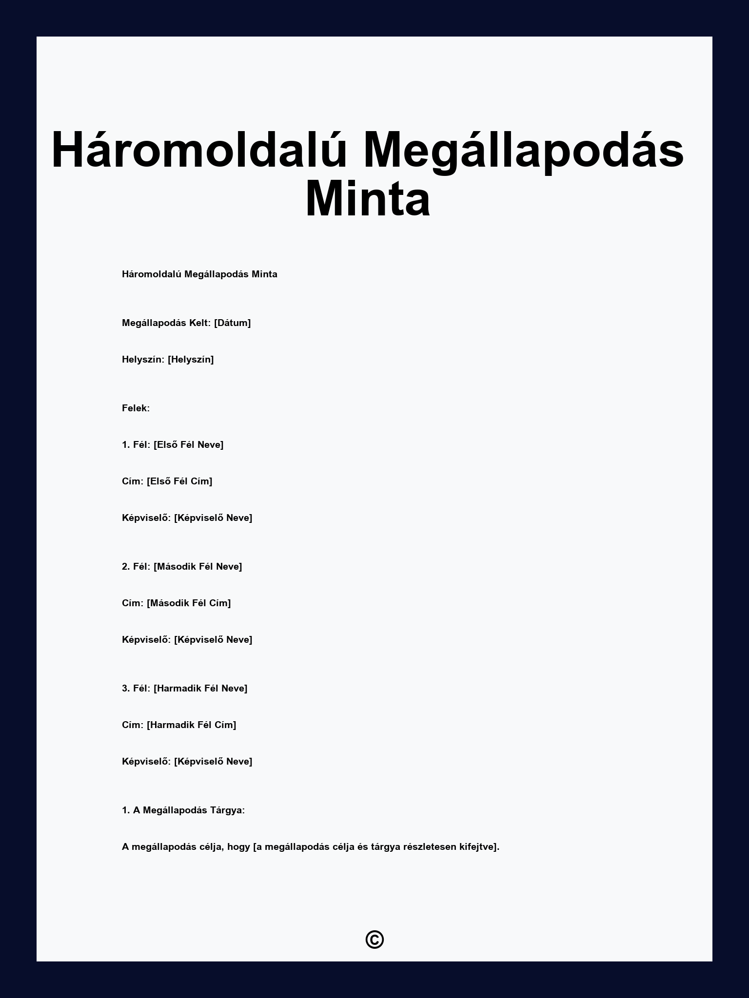 Háromoldalú Megállapodás Minta