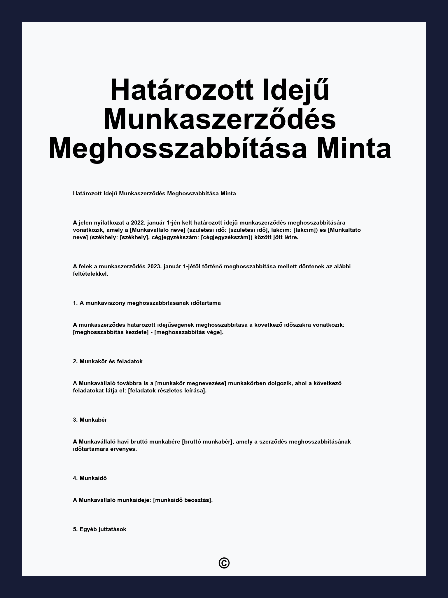 Határozott Idejű Munkaszerződés Meghosszabbítása Minta