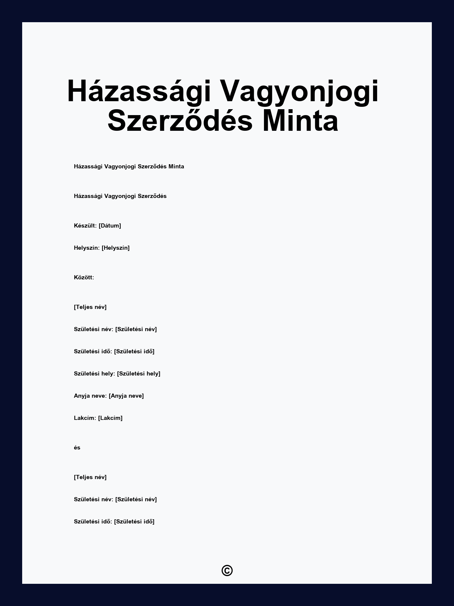 Házassági Vagyonjogi Szerződés Minta
