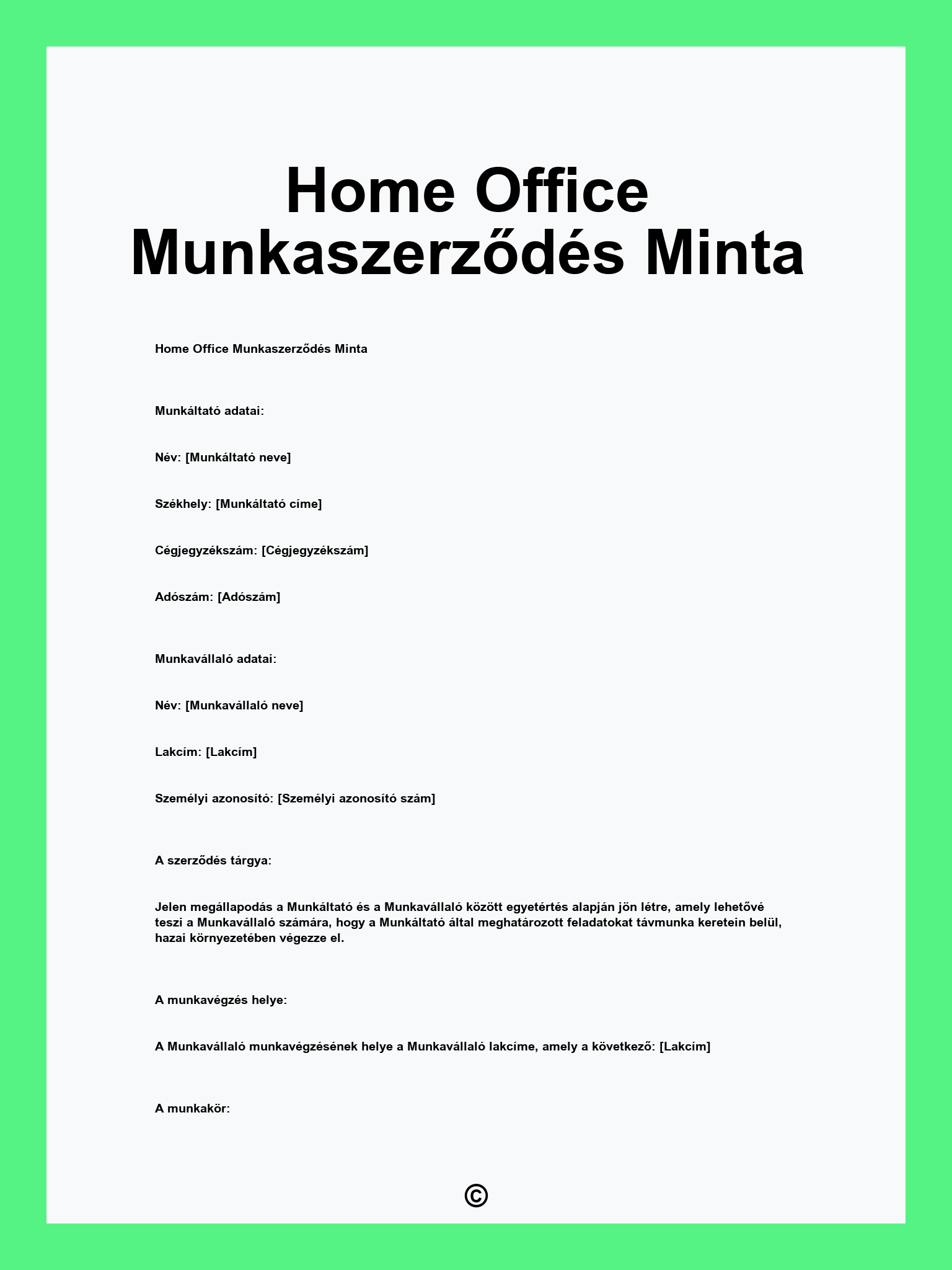 Home Office Munkaszerződés Minta