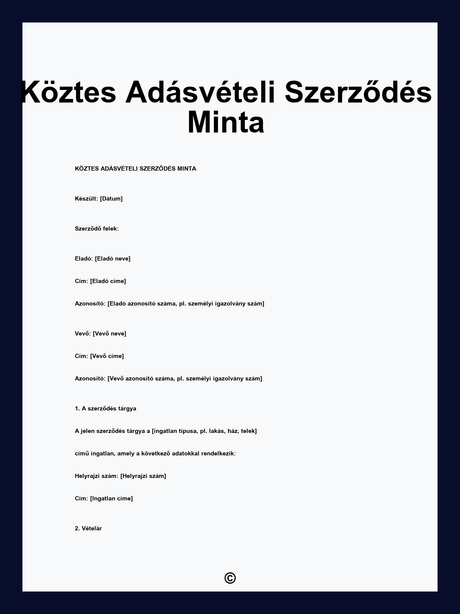 Köztes Adásvételi Szerződés Minta