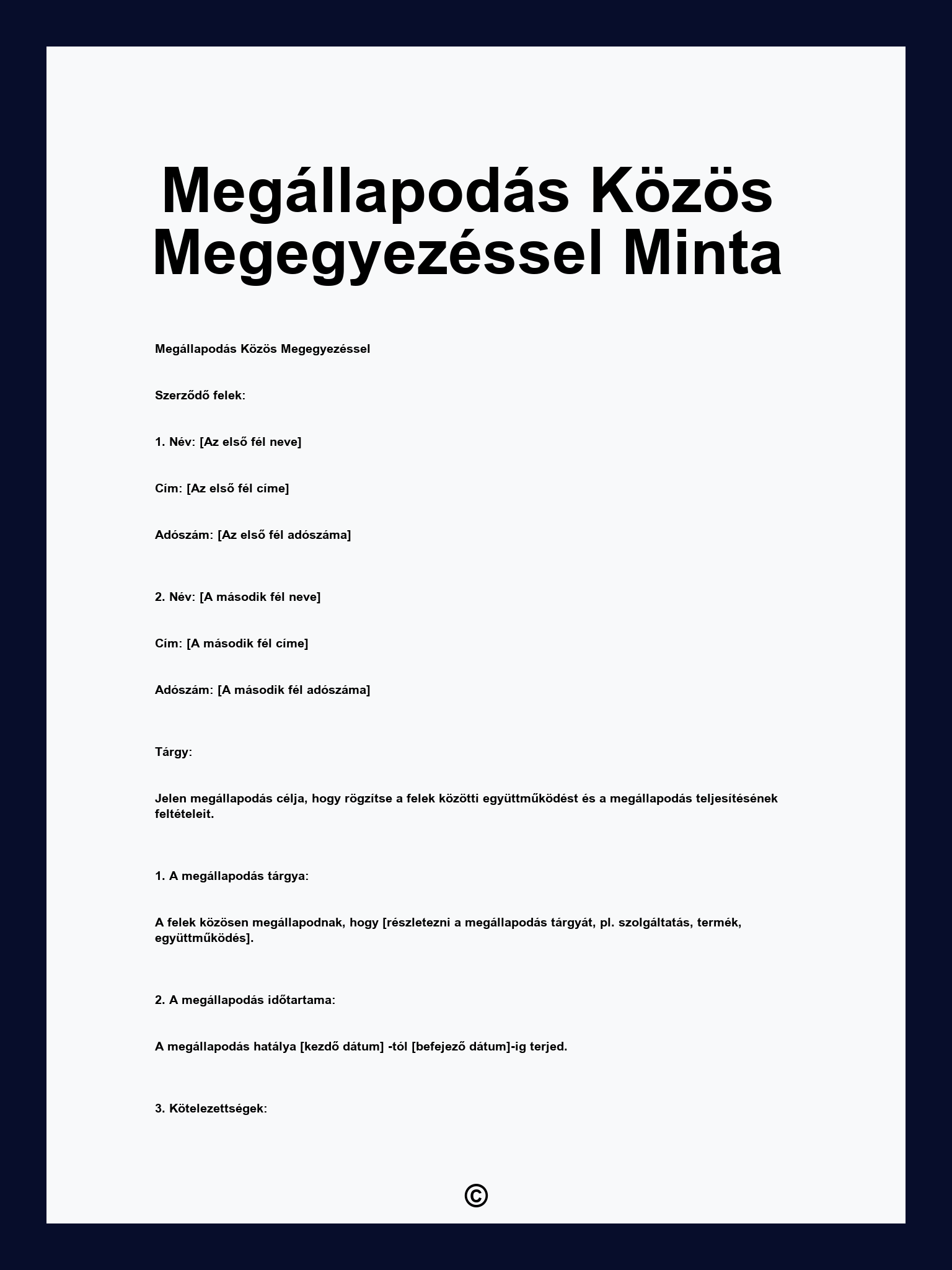 Megállapodás Közös Megegyezéssel Minta