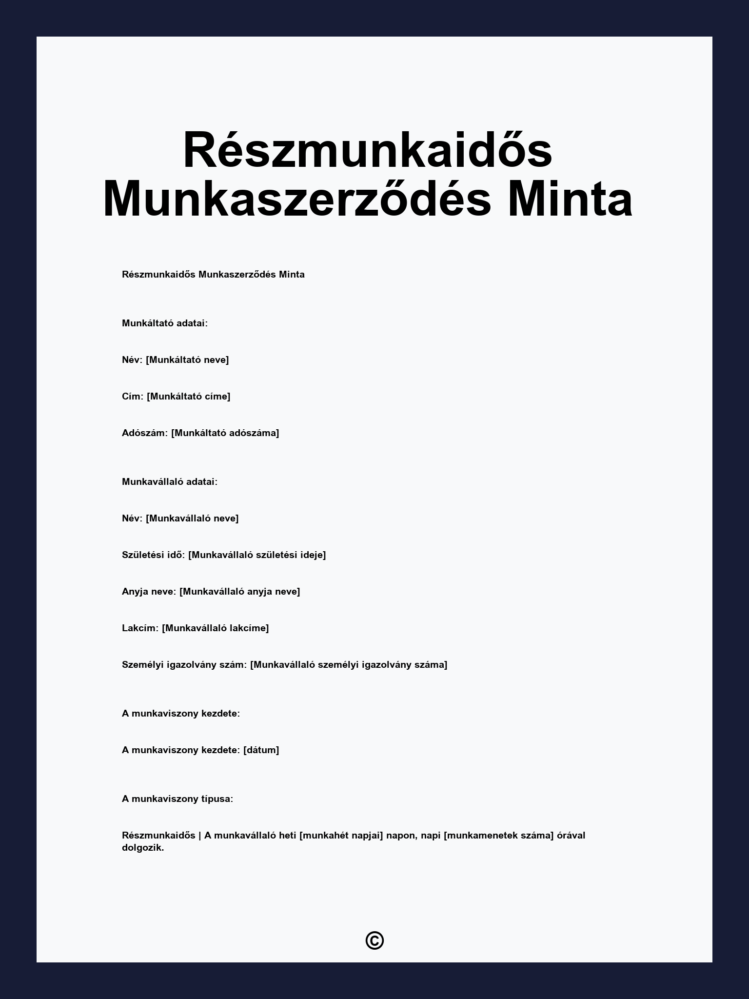 Részmunkaidős Munkaszerződés Minta