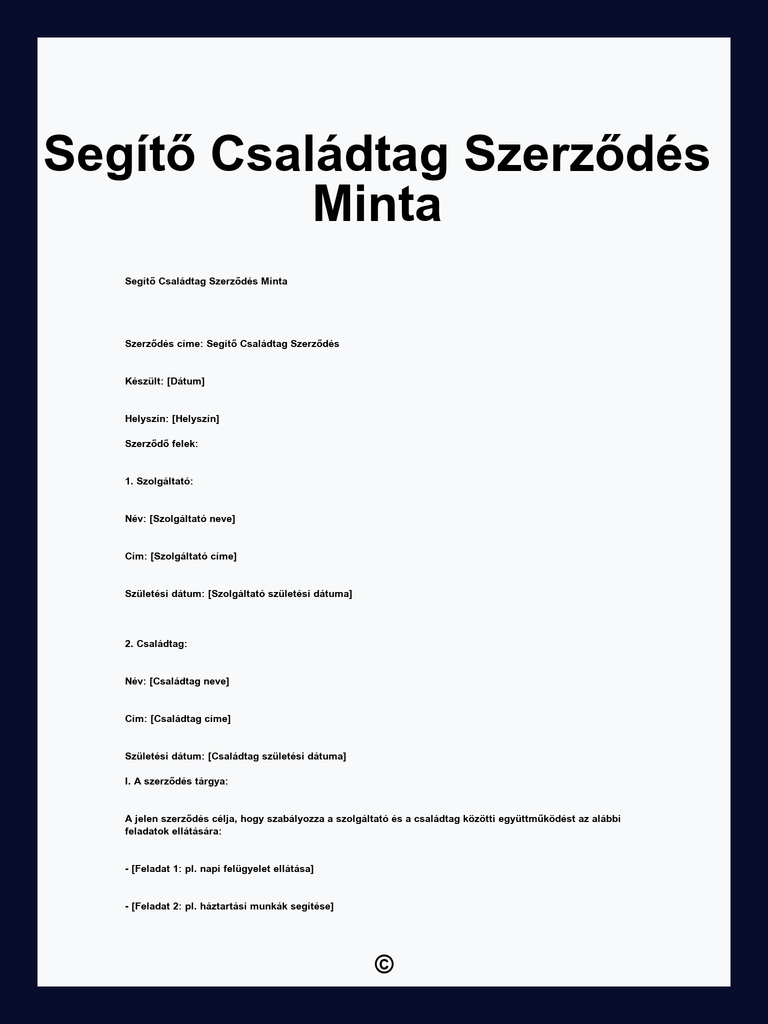 Segítő Családtag Szerződés Minta