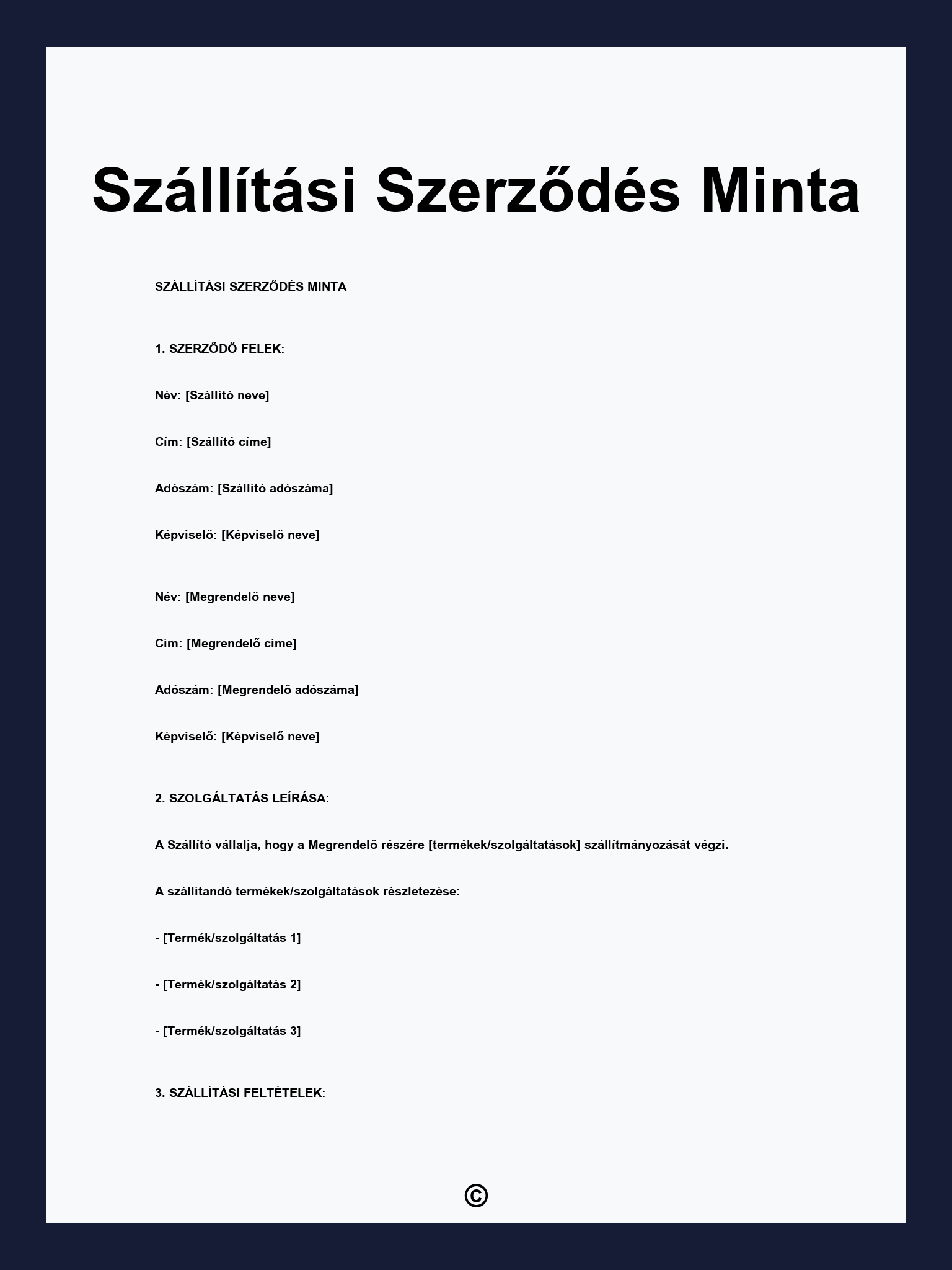 Szállítási Szerződés Minta