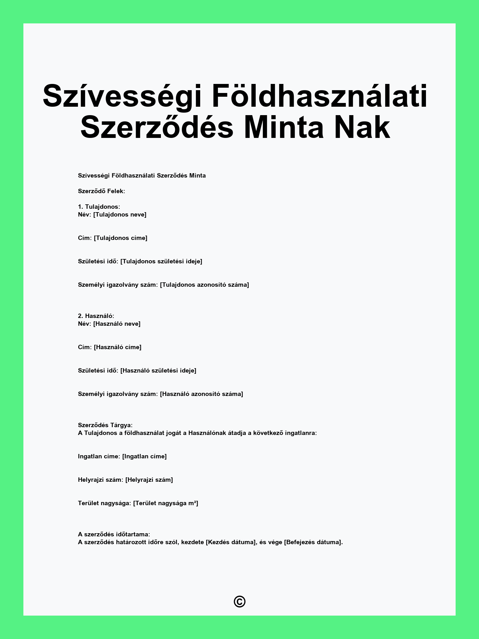 Szívességi Földhasználati Szerződés Minta Nak