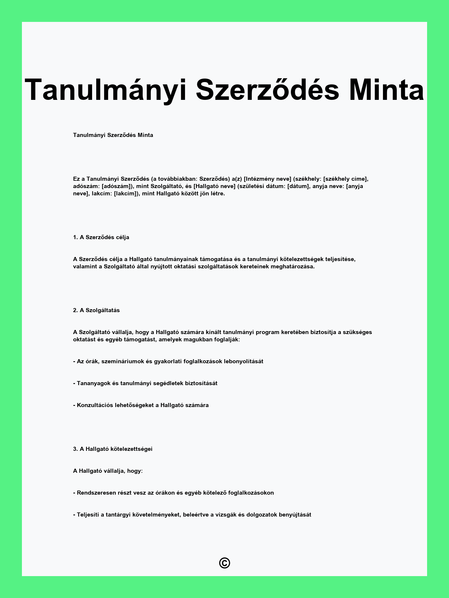 Tanulmányi Szerződés Minta