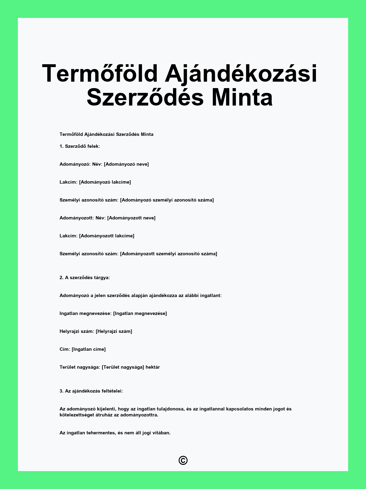 Termőföld Ajándékozási Szerződés Minta